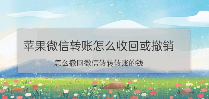 苹果微信转账怎么收回或撤销 怎么撤回微信转转转账的钱？